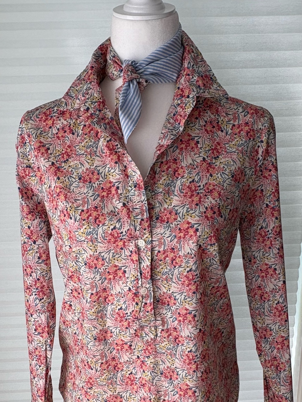 J Crew With Liberty Fabric Cotton Button Popover With Matching Scarf